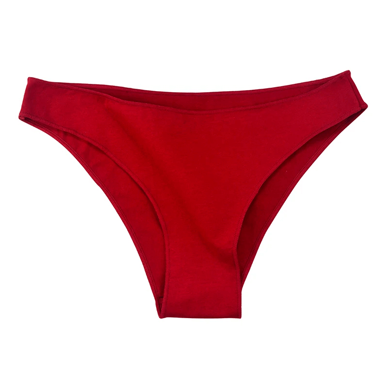 Red breathable women's low-rise cotton briefs SF2178 for everyday wear.